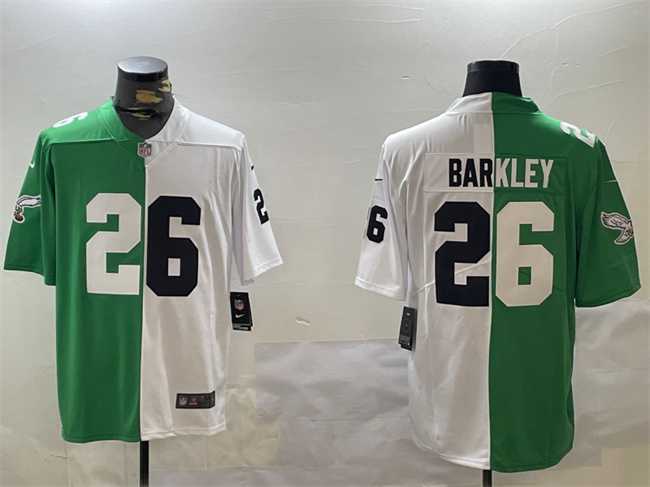 Men%27s Philadelphia Eagles #26 Saquon Barkley Green White Split Vapor Untouchable Limited Stitched Football Jersey->philadelphia eagles->NFL Jersey